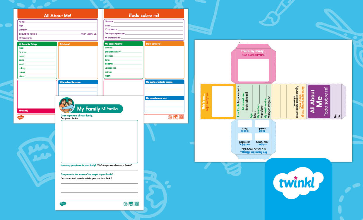 All About Me Activities - Dual Language - English/Spanish