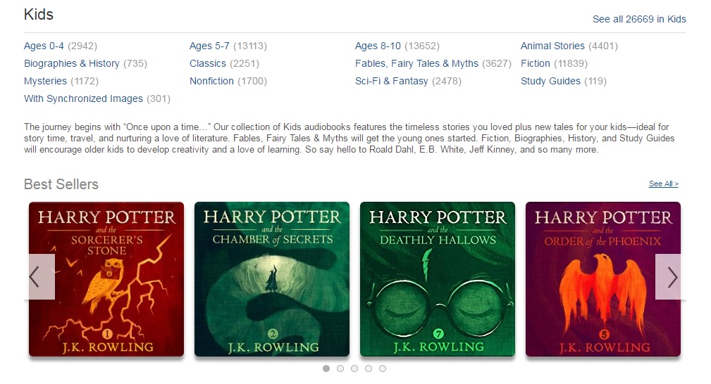 Audible website screenshot