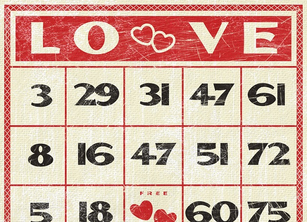 Numeral BINGO Valentine's Day theme